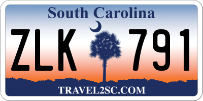 SC license plate ZLK791