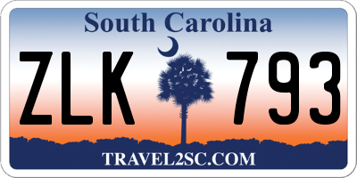 SC license plate ZLK793