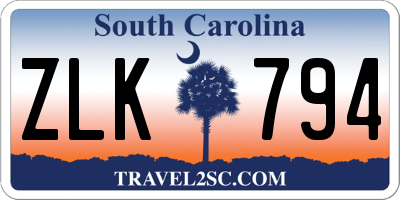 SC license plate ZLK794