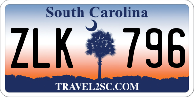 SC license plate ZLK796