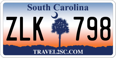 SC license plate ZLK798