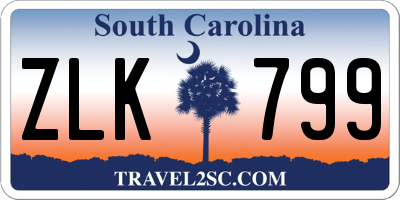 SC license plate ZLK799