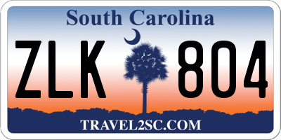 SC license plate ZLK804