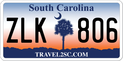 SC license plate ZLK806