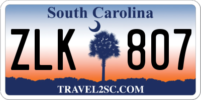 SC license plate ZLK807