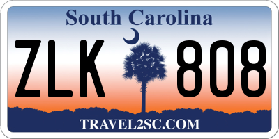 SC license plate ZLK808