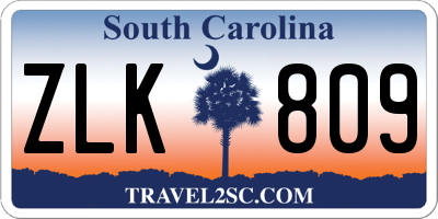 SC license plate ZLK809