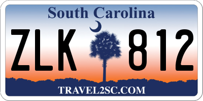 SC license plate ZLK812