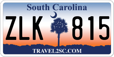 SC license plate ZLK815
