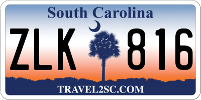 SC license plate ZLK816