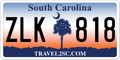 SC license plate ZLK818