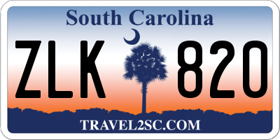 SC license plate ZLK820