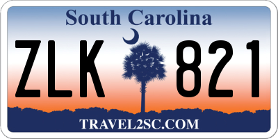SC license plate ZLK821