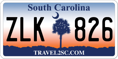 SC license plate ZLK826