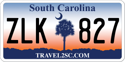 SC license plate ZLK827