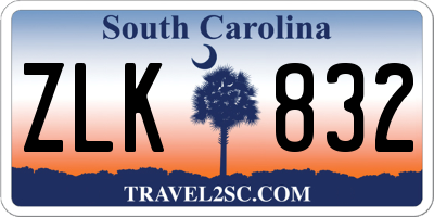 SC license plate ZLK832