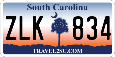 SC license plate ZLK834