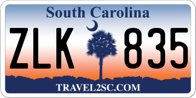 SC license plate ZLK835