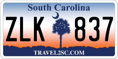 SC license plate ZLK837