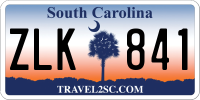 SC license plate ZLK841