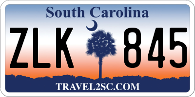 SC license plate ZLK845
