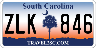 SC license plate ZLK846