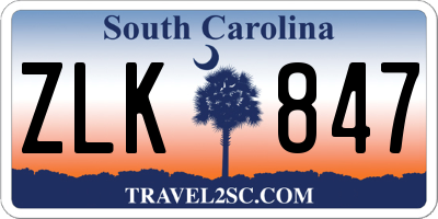SC license plate ZLK847