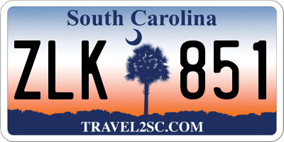 SC license plate ZLK851