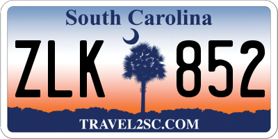 SC license plate ZLK852