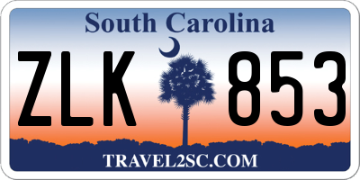 SC license plate ZLK853