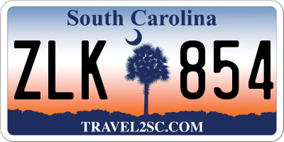 SC license plate ZLK854
