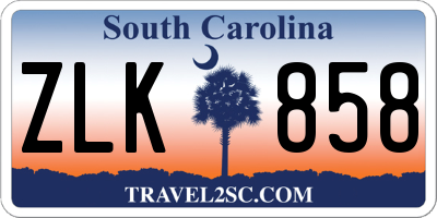 SC license plate ZLK858