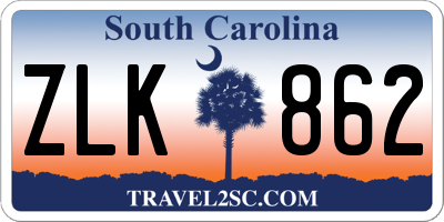 SC license plate ZLK862