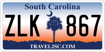 SC license plate ZLK867