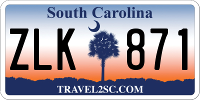 SC license plate ZLK871