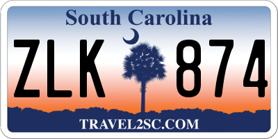 SC license plate ZLK874