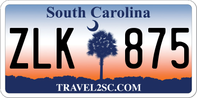 SC license plate ZLK875