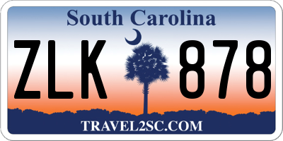 SC license plate ZLK878