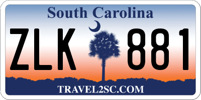 SC license plate ZLK881