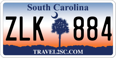 SC license plate ZLK884