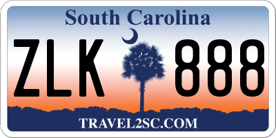 SC license plate ZLK888