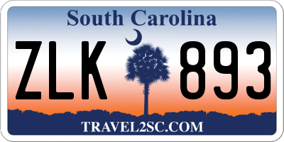 SC license plate ZLK893