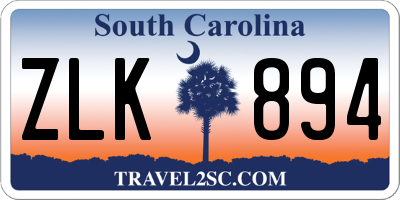 SC license plate ZLK894