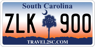 SC license plate ZLK900