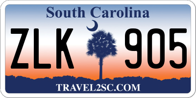 SC license plate ZLK905