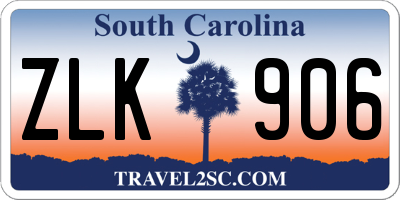 SC license plate ZLK906