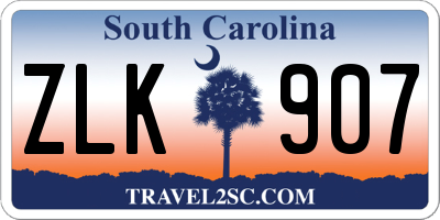 SC license plate ZLK907