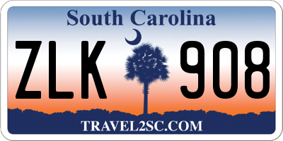 SC license plate ZLK908
