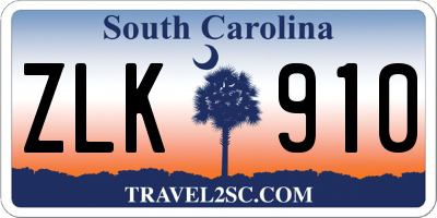 SC license plate ZLK910