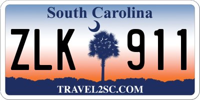 SC license plate ZLK911